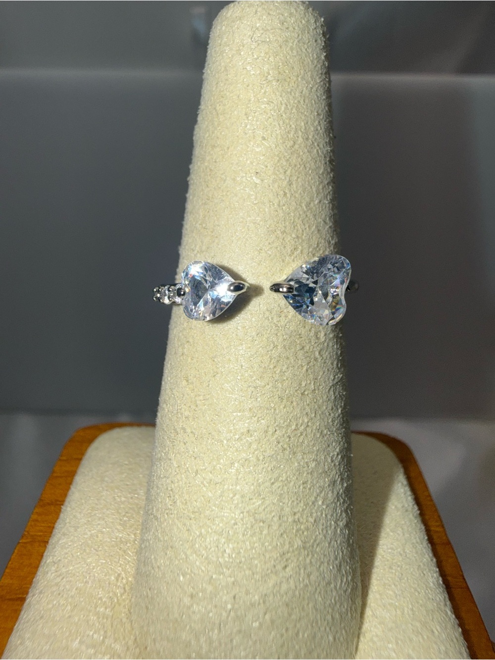 Size 7-9 Adjustable 18 Karat Gold Dipped AAA CZ Heart Ring